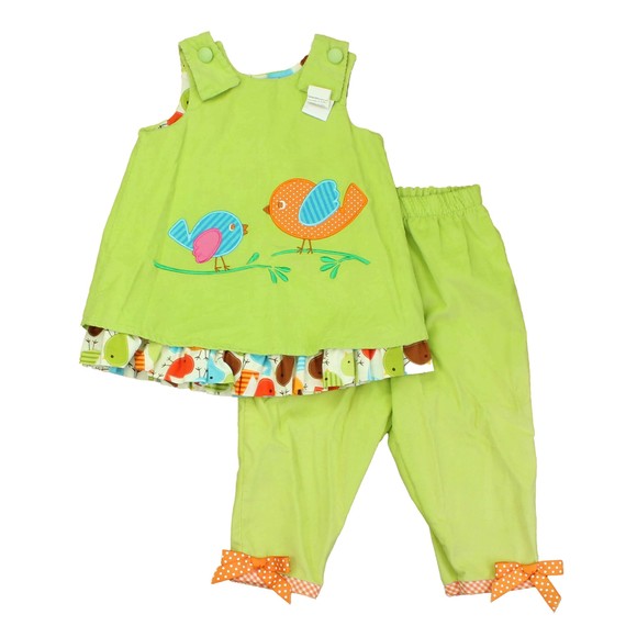 Mulberry Street Girls Green | Birds Apparel Sets size: 18 Months - Picture 1 of 2